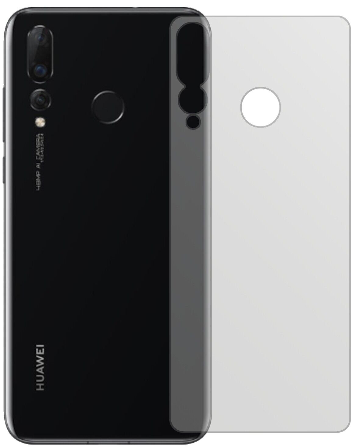 Matte Displayschutzfolie von dipos passend für Huawei Nova 4 Rückseite, präziser Zuschnitt und blasenfrei montiert