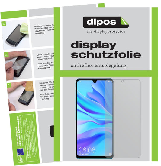 Matte Displayschutzfolie von dipos passend für Huawei Nova 4e, präziser Zuschnitt und blasenfrei montiert