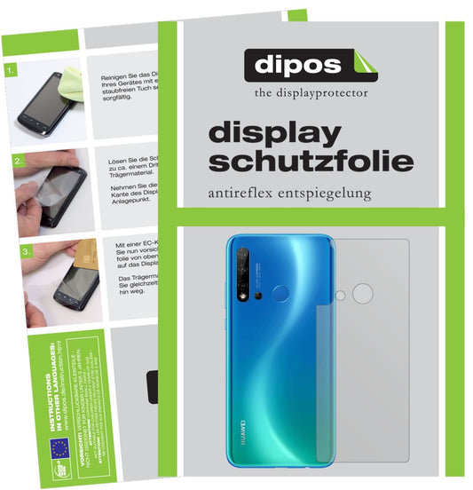 Matte Displayschutzfolie von dipos passend für Huawei nova 5i Rückseite, präziser Zuschnitt und blasenfrei montiert