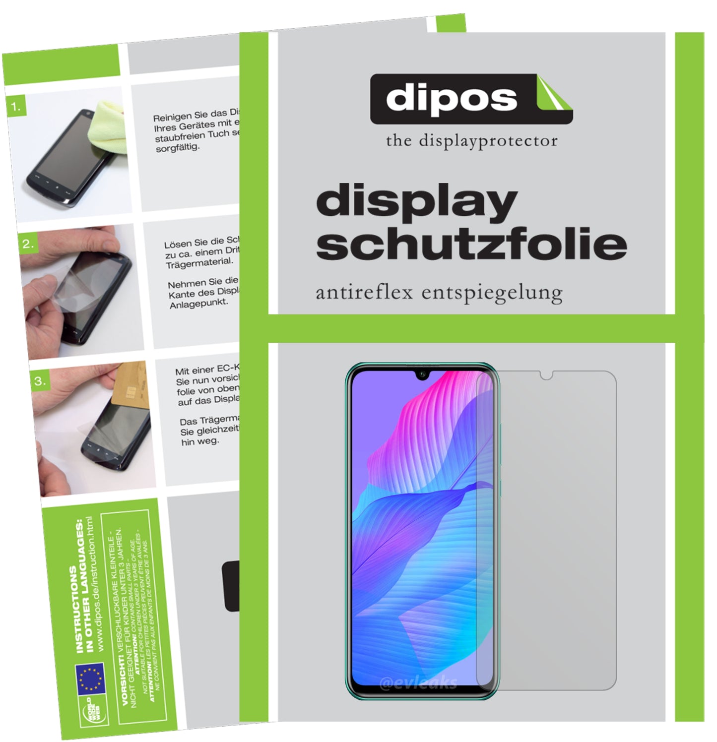 Matte Displayschutzfolie von dipos passend für Huawei P Smart S, präziser Zuschnitt und blasenfrei montiert