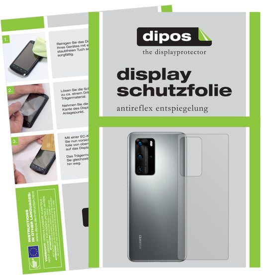 Matte Displayschutzfolie von dipos passend für Huawei P40 Rückseite, präziser Zuschnitt und blasenfrei montiert