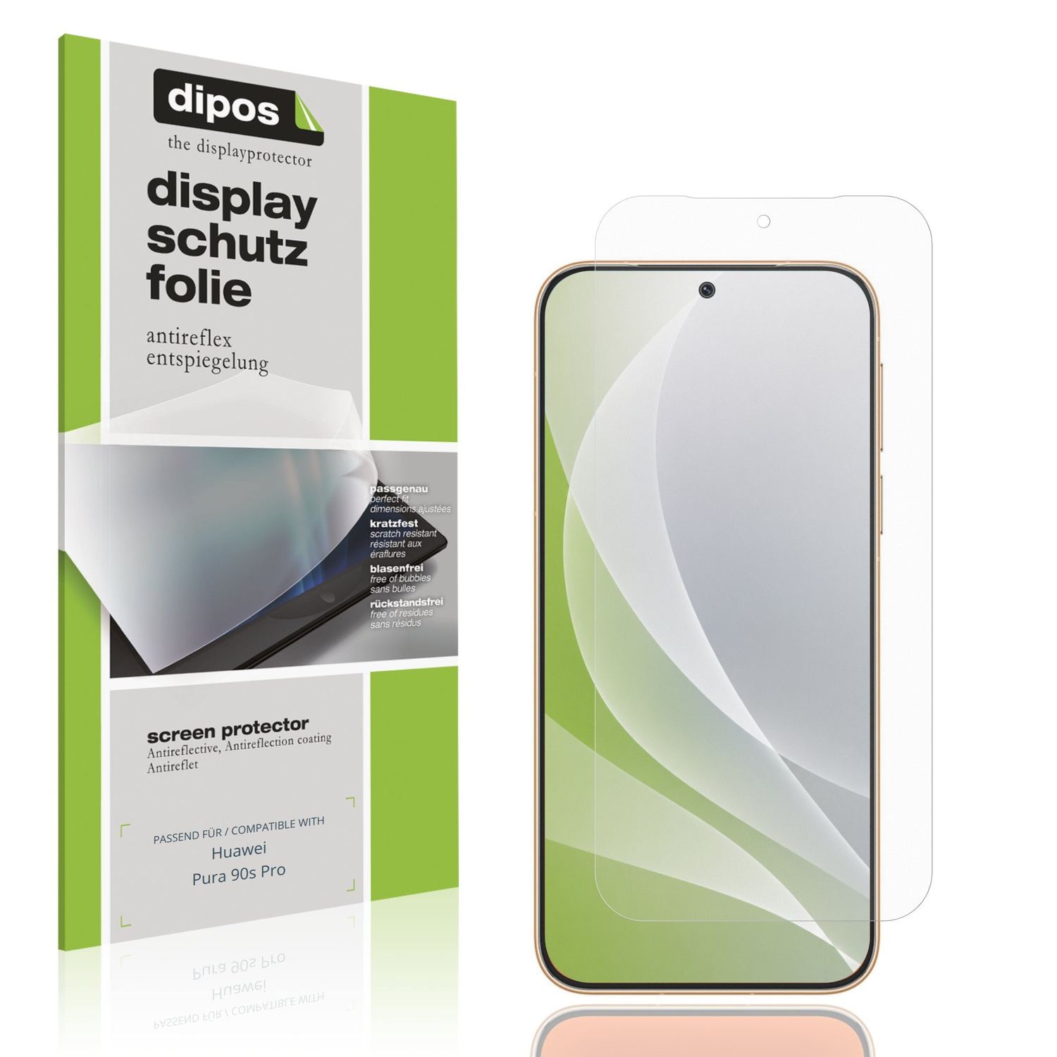 Matte Displayschutzfolie von dipos passend für Huawei Pura 90s Pro, präziser Zuschnitt und blasenfrei montiert