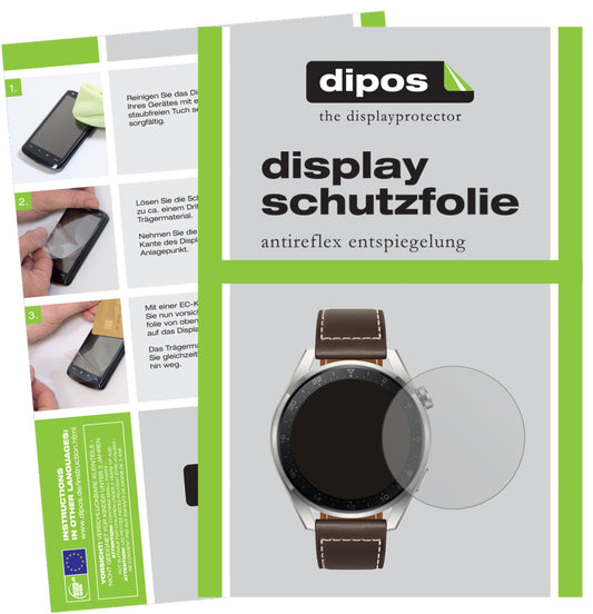 Matte Displayschutzfolie von dipos passend für Huawei Watch 3 Pro, präziser Zuschnitt und blasenfrei montiert