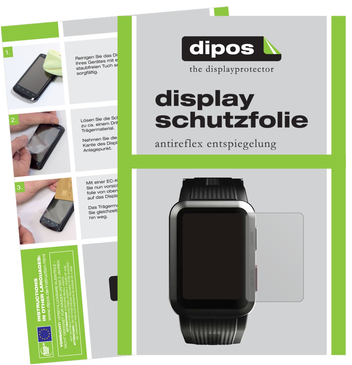 Matte Displayschutzfolie von dipos passend für Huawei Watch D, präziser Zuschnitt und blasenfrei montiert