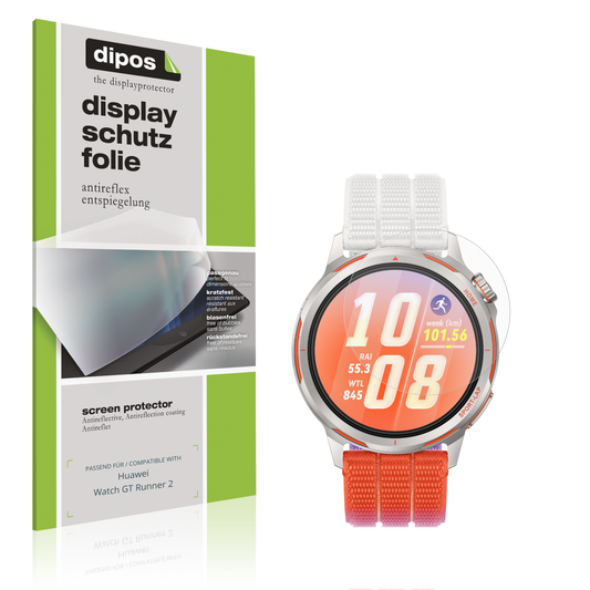 Matte Displayschutzfolie von dipos passend für Huawei Watch GT Runner 2, präziser Zuschnitt und blasenfrei montiert