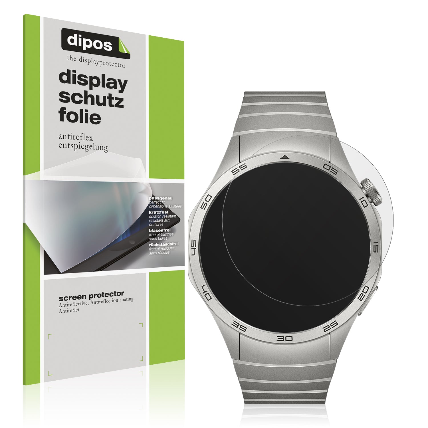 Matte Displayschutzfolie von dipos passend für Huawei Watch GT4 46mm, präziser Zuschnitt und blasenfrei montiert