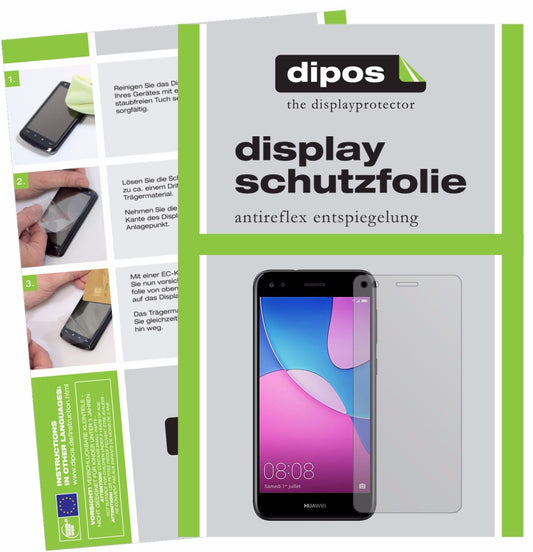 Matte Displayschutzfolie von dipos passend für Huawei Y6 Pro 2017, präziser Zuschnitt und blasenfrei montiert