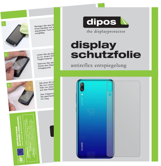Matte Displayschutzfolie von dipos passend für Huawei Y7 Pro (2019) Rückseite, präziser Zuschnitt und blasenfrei montiert