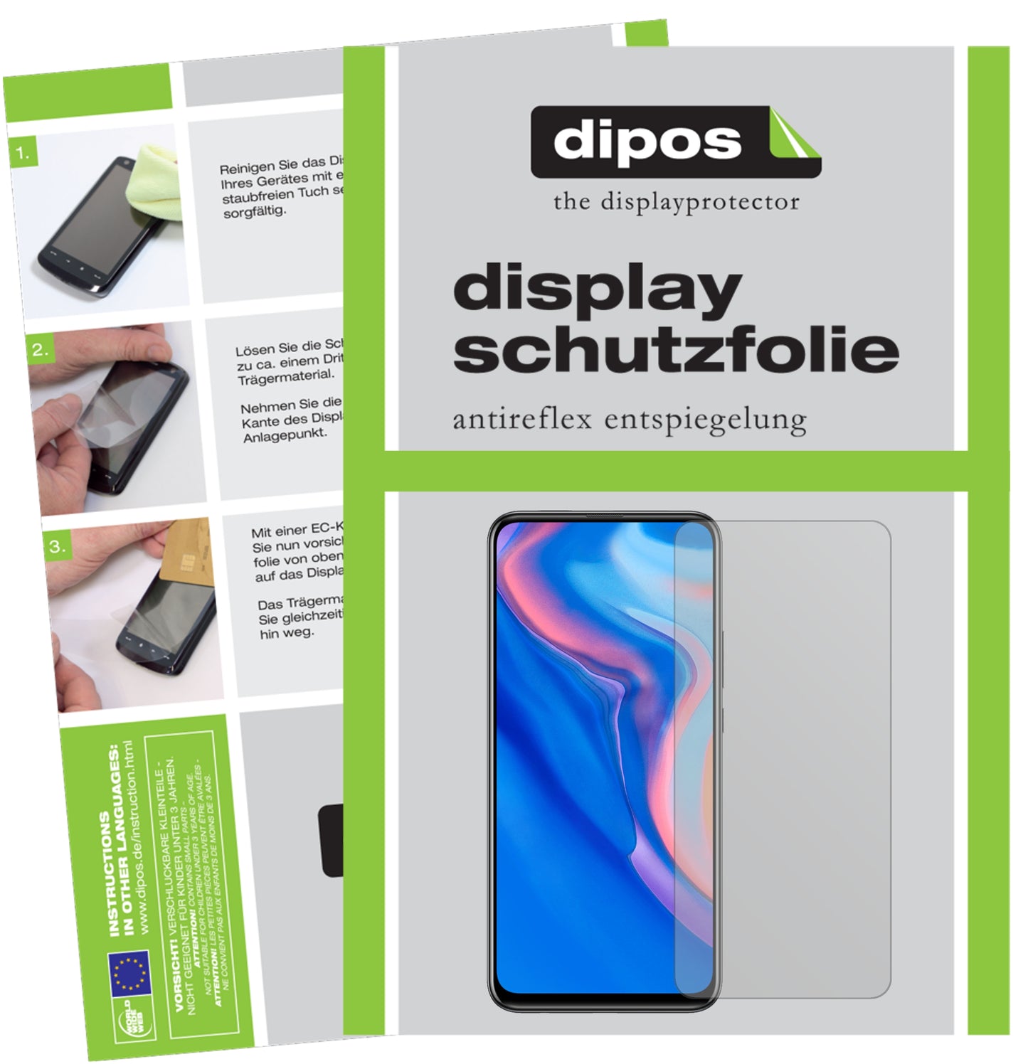 Matte Displayschutzfolie von dipos passend für Huawei Y9 Prime (2019), präziser Zuschnitt und blasenfrei montiert