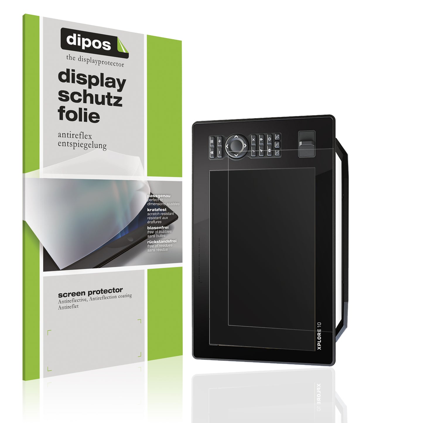 Matte Displayschutzfolie von dipos passend für Humminbird Xplore 10, präziser Zuschnitt und blasenfrei montiert