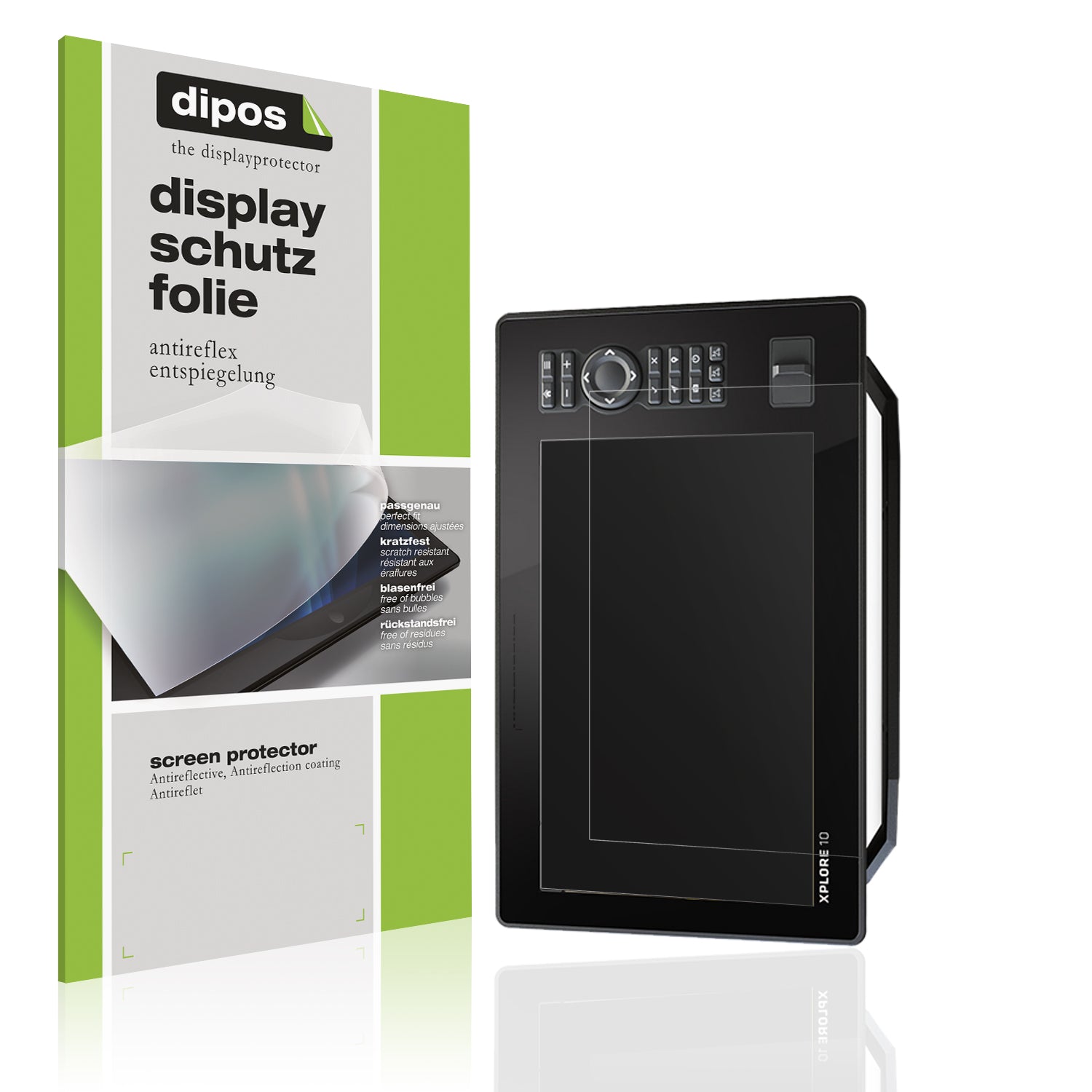 Matte Displayschutzfolie von dipos passend für Humminbird Xplore 10, präziser Zuschnitt und blasenfrei montiert