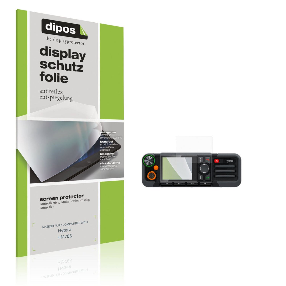 Matte Displayschutzfolie von dipos passend für Hytera HM785, präziser Zuschnitt und blasenfrei montiert