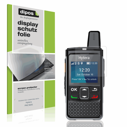 Matte Displayschutzfolie von dipos passend f�r Hytera PNC360S, pr�ziser Zuschnitt und blasenfrei montiert