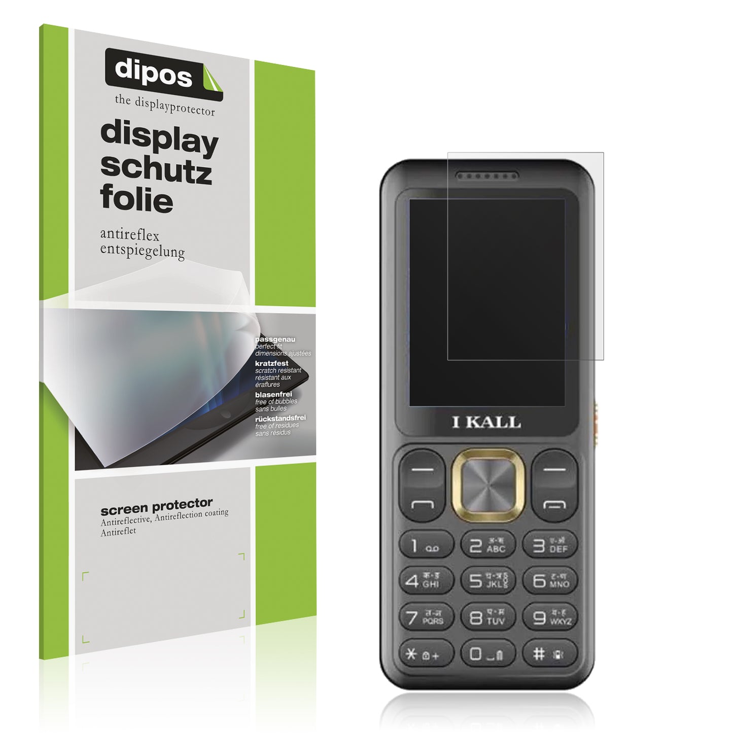 Matte Displayschutzfolie von dipos passend für I Kall I5, präziser Zuschnitt und blasenfrei montiert