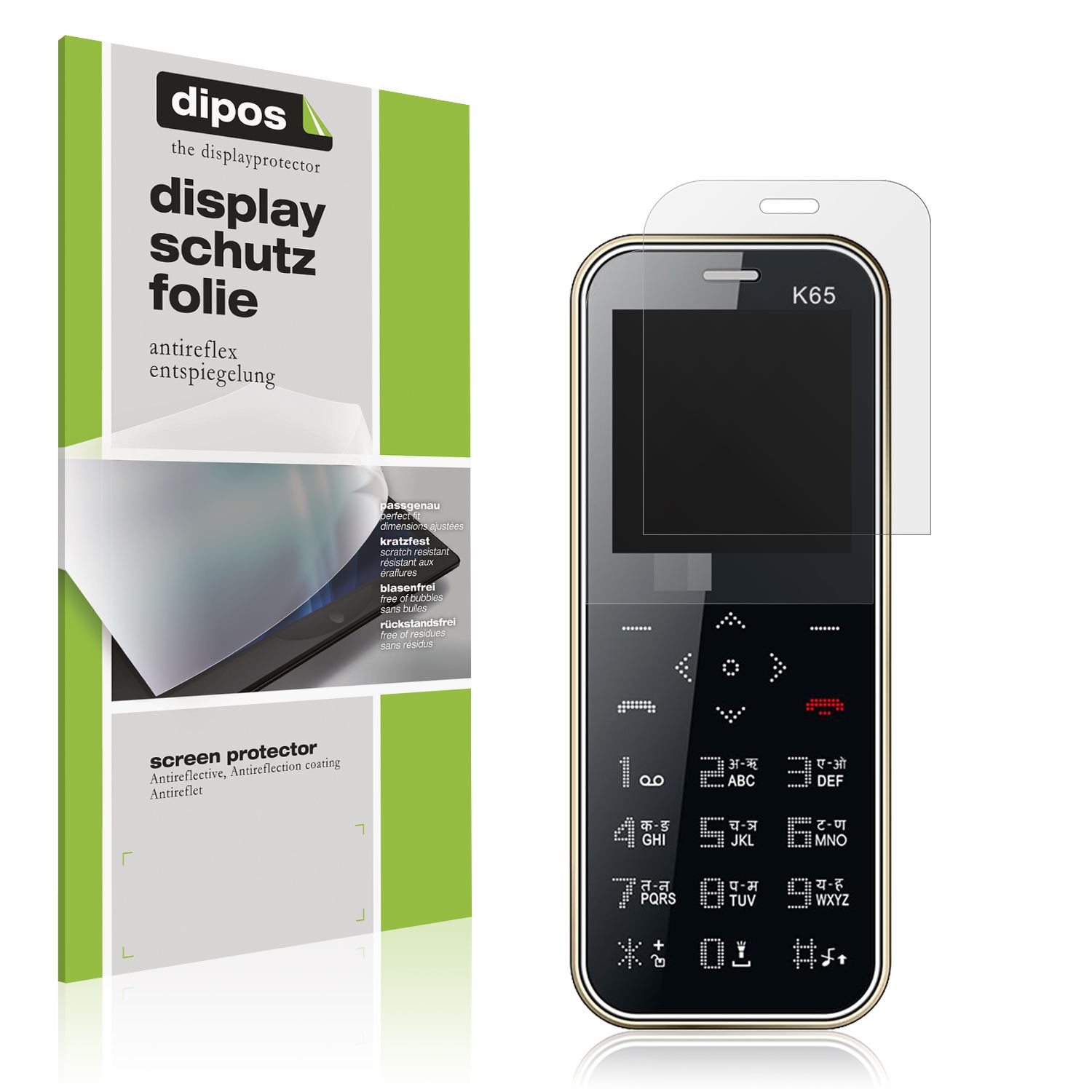 Matte Displayschutzfolie von dipos passend für I Kall K65 Card, präziser Zuschnitt und blasenfrei montiert
