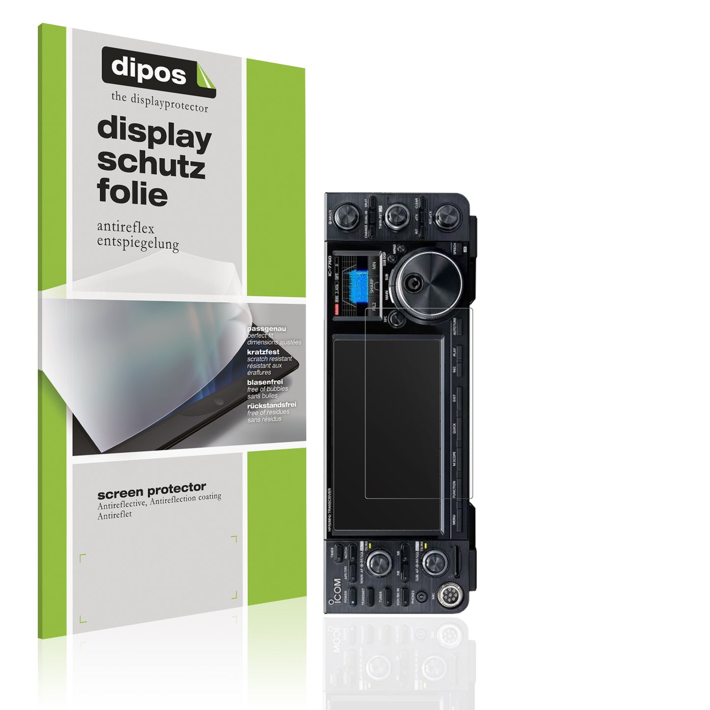 Matte Displayschutzfolie von dipos passend für Icom IC-7760, präziser Zuschnitt und blasenfrei montiert