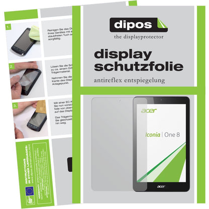 Matte Displayschutzfolie von dipos passend für Iconia One 8 B1-830 Acer, präziser Zuschnitt und blasenfrei montiert