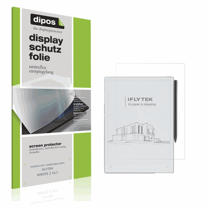 Matte Displayschutzfolie von dipos passend für iFLYTEK AINOTE 2 10.7, präziser Zuschnitt und blasenfrei montiert