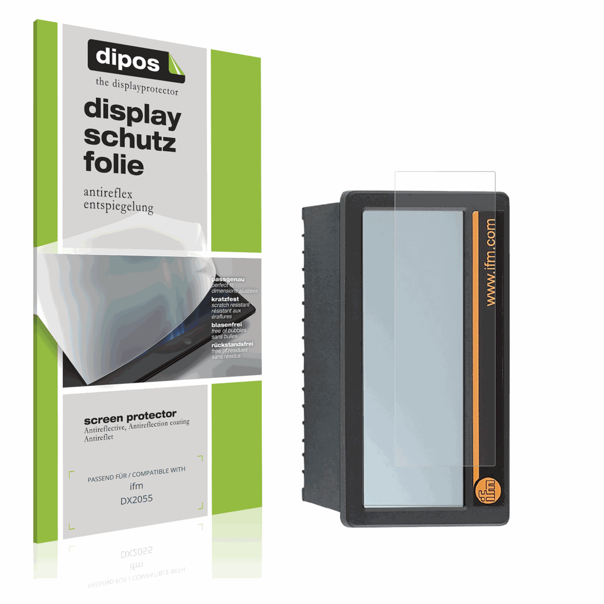 Matte Displayschutzfolie von dipos passend für ifm DX2055, präziser Zuschnitt und blasenfrei montiert