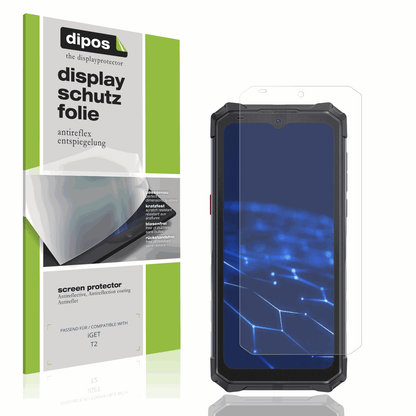 Matte Displayschutzfolie von dipos passend für iGET T2, präziser Zuschnitt und blasenfrei montiert