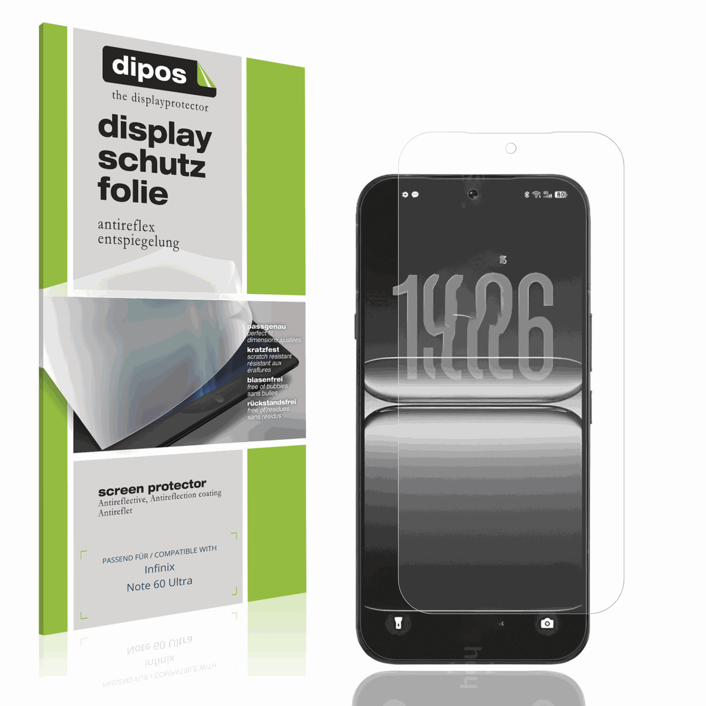 Matte Displayschutzfolie von dipos passend für Infinix Note 60 Ultra, präziser Zuschnitt und blasenfrei montiert