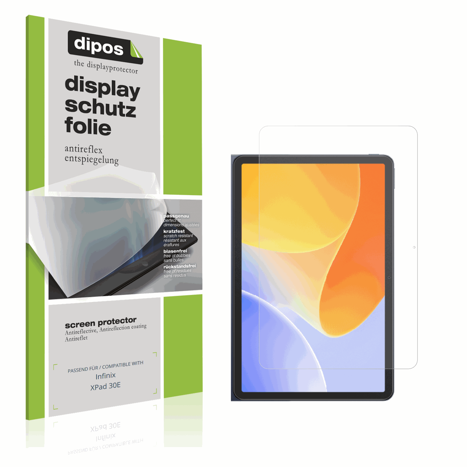 Matte Displayschutzfolie von dipos passend für Infinix XPad 30E, präziser Zuschnitt und blasenfrei montiert