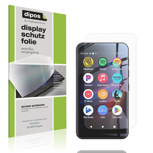Matte Displayschutzfolie von dipos passend für innioasis G5 MP3-Player, präziser Zuschnitt und blasenfrei montiert