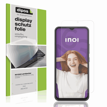 Matte Displayschutzfolie von dipos passend für Inoi A63 A151, präziser Zuschnitt und blasenfrei montiert