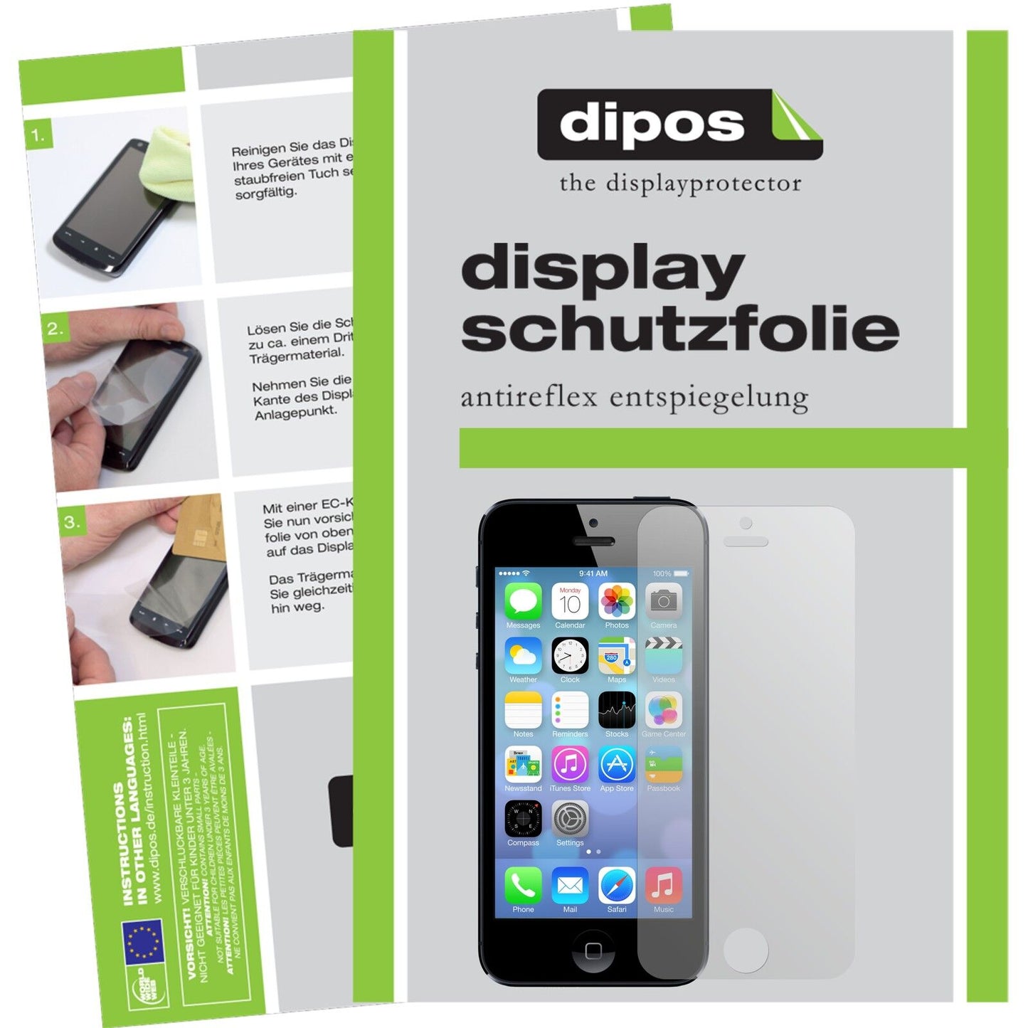 Matte Displayschutzfolie von dipos passend für iPhone 5S Apple, präziser Zuschnitt und blasenfrei montiert