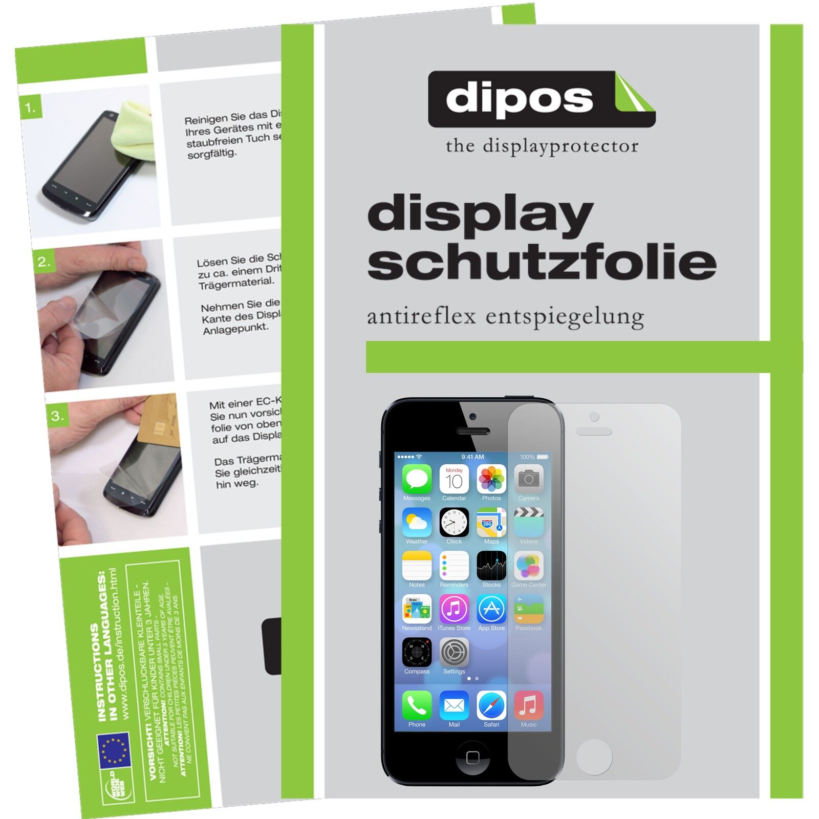 Matte Displayschutzfolie von dipos passend für iPhone 5S Apple, präziser Zuschnitt und blasenfrei montiert