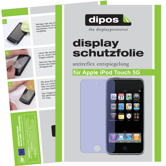 Matte Displayschutzfolie von dipos passend für iPod Touch 5G Apple, präziser Zuschnitt und blasenfrei montiert