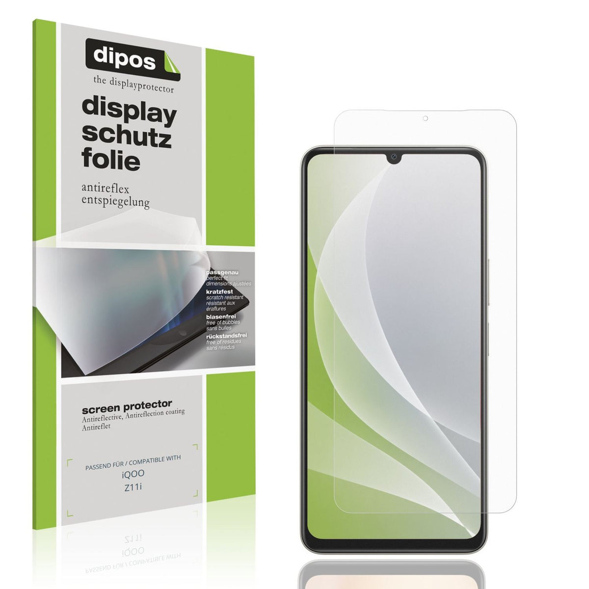 Matte Displayschutzfolie von dipos passend für iQOO Z11i, präziser Zuschnitt und blasenfrei montiert