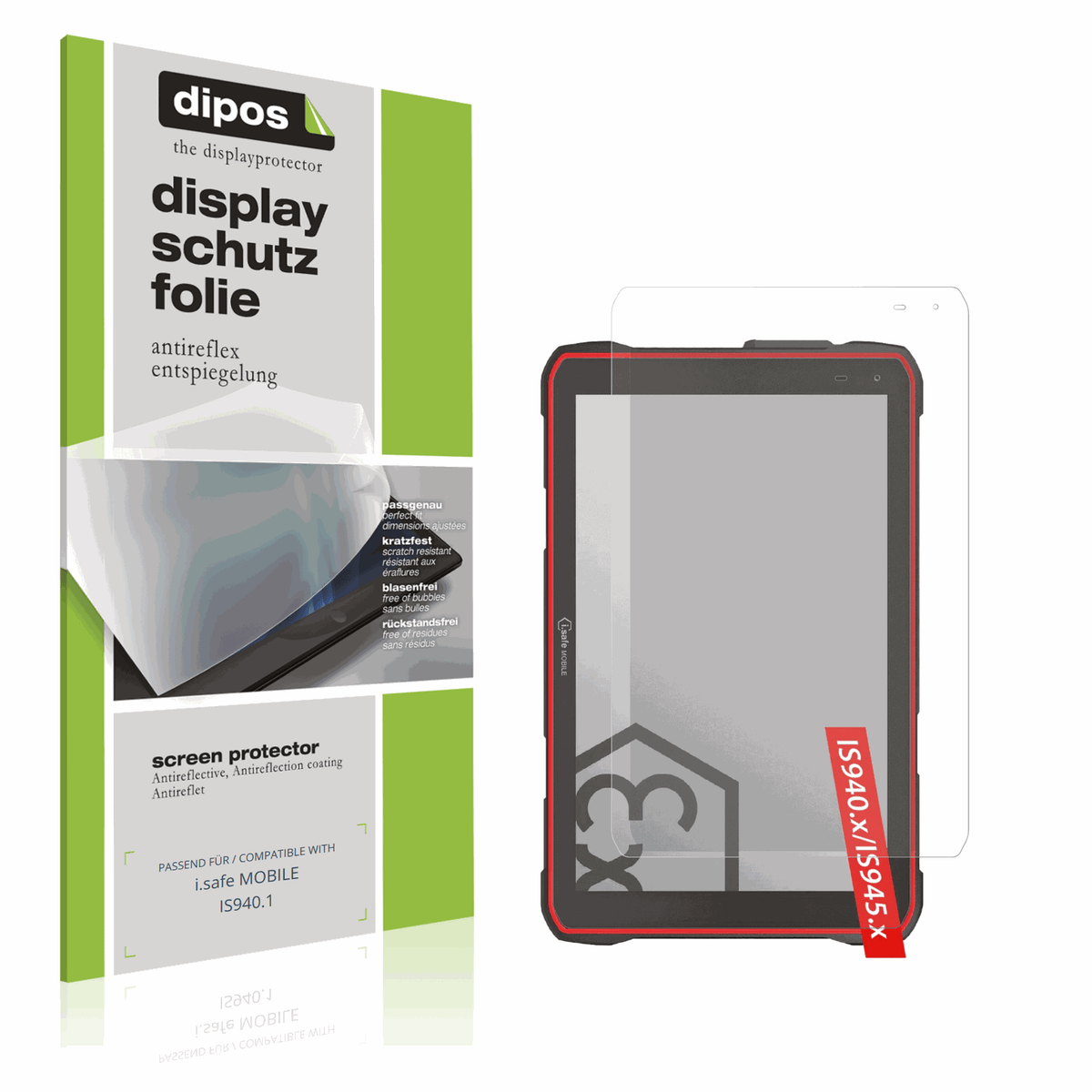 Matte Displayschutzfolie von dipos passend für i.safe MOBILE IS940.1, präziser Zuschnitt und blasenfrei montiert