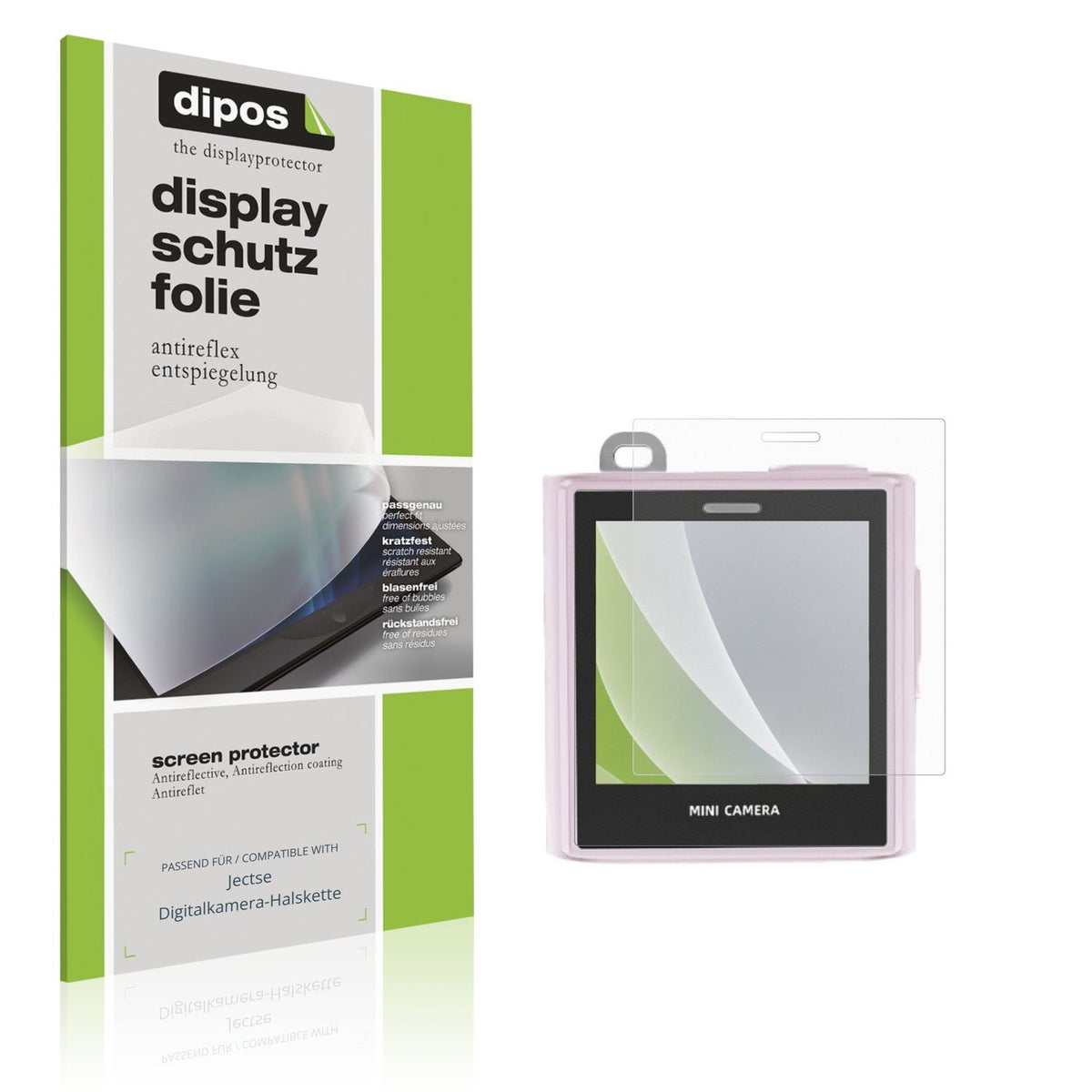 Matte Displayschutzfolie von dipos passend für Jectse Digitalkamera-Halskette, präziser Zuschnitt und blasenfrei montiert