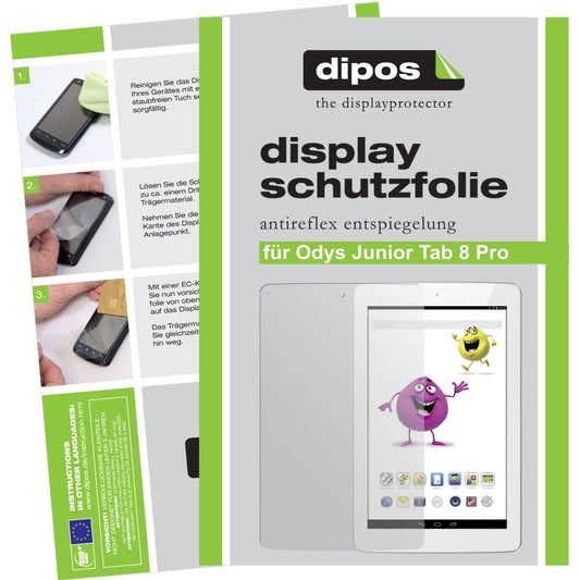 Matte Displayschutzfolie von dipos passend für Junior Tab 8 Pro Odys, präziser Zuschnitt und blasenfrei montiert