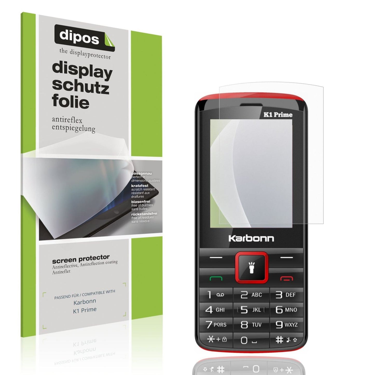 Matte Displayschutzfolie von dipos passend für Karbonn K1 Prime, präziser Zuschnitt und blasenfrei montiert