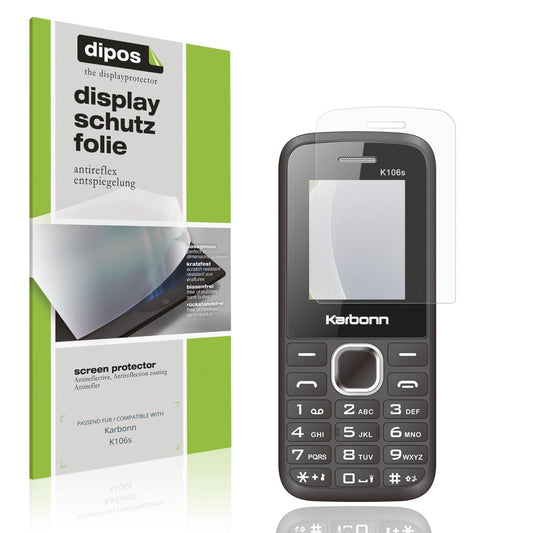 Matte Displayschutzfolie von dipos passend für Karbonn K106s, präziser Zuschnitt und blasenfrei montiert