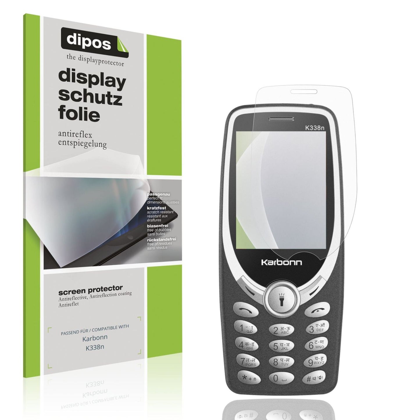Matte Displayschutzfolie von dipos passend für Karbonn K338n, präziser Zuschnitt und blasenfrei montiert