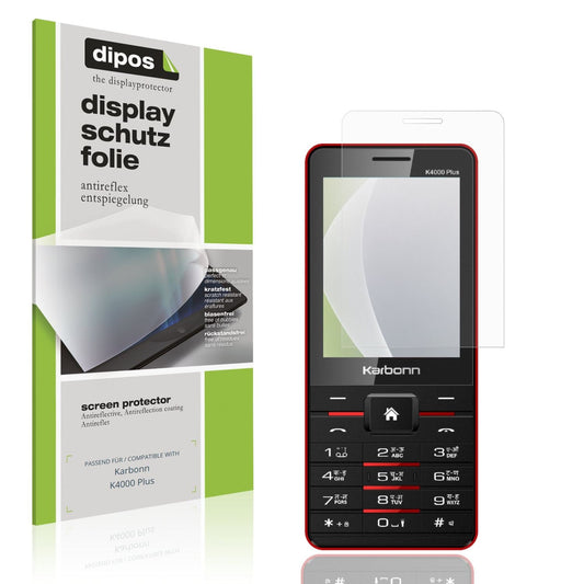 Matte Displayschutzfolie von dipos passend für Karbonn K4000 Plus, präziser Zuschnitt und blasenfrei montiert