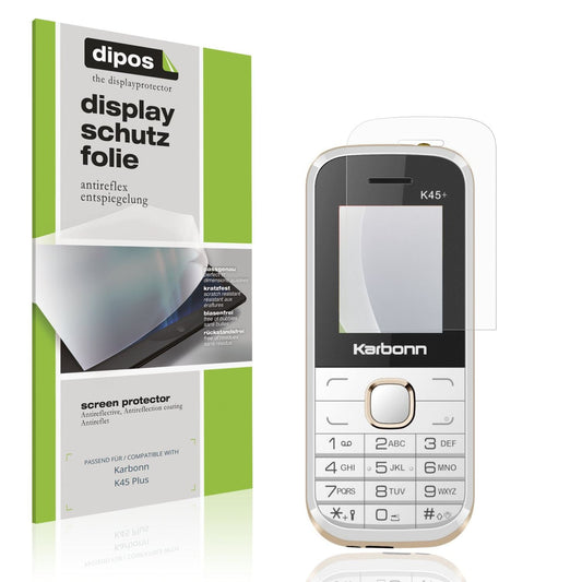Matte Displayschutzfolie von dipos passend für Karbonn K45 Plus, präziser Zuschnitt und blasenfrei montiert
