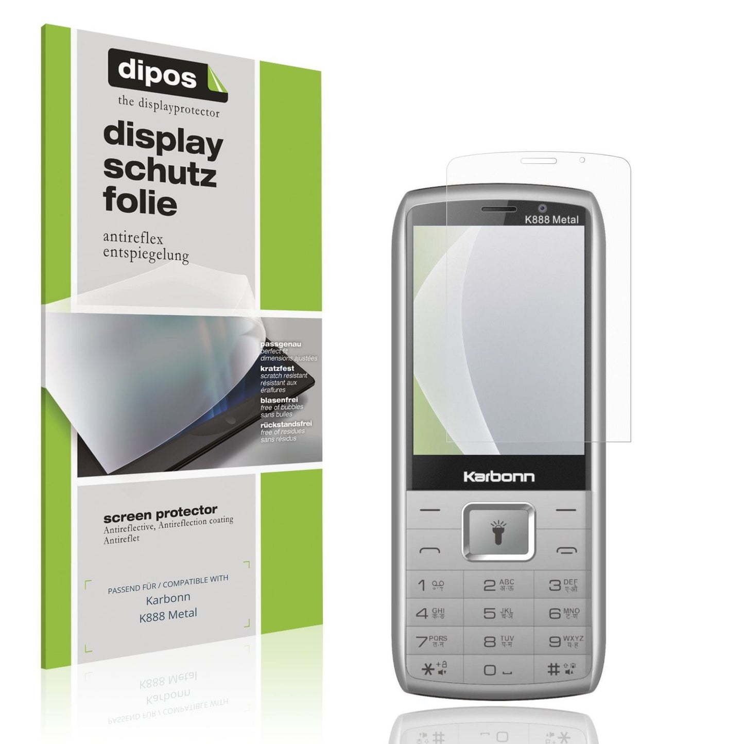 Matte Displayschutzfolie von dipos passend für Karbonn K888 Metal, präziser Zuschnitt und blasenfrei montiert