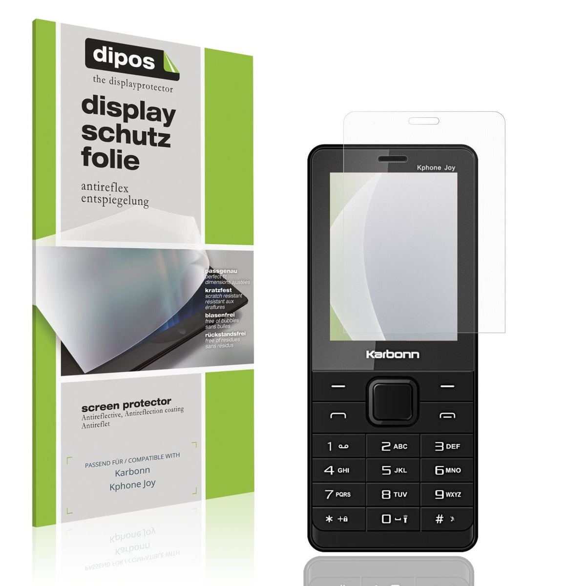 Matte Displayschutzfolie von dipos passend für Karbonn Kphone Joy, präziser Zuschnitt und blasenfrei montiert
