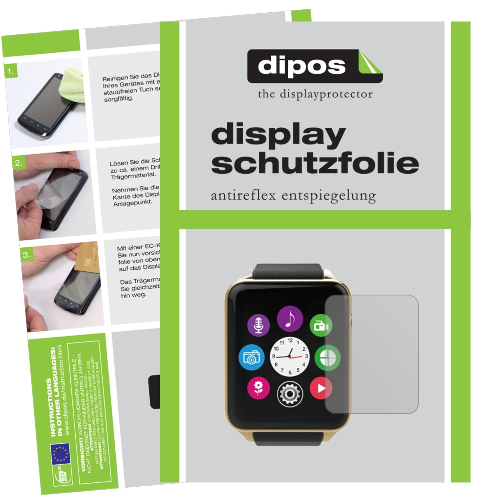 Matte Displayschutzfolie von dipos passend für KingWear GT88, präziser Zuschnitt und blasenfrei montiert