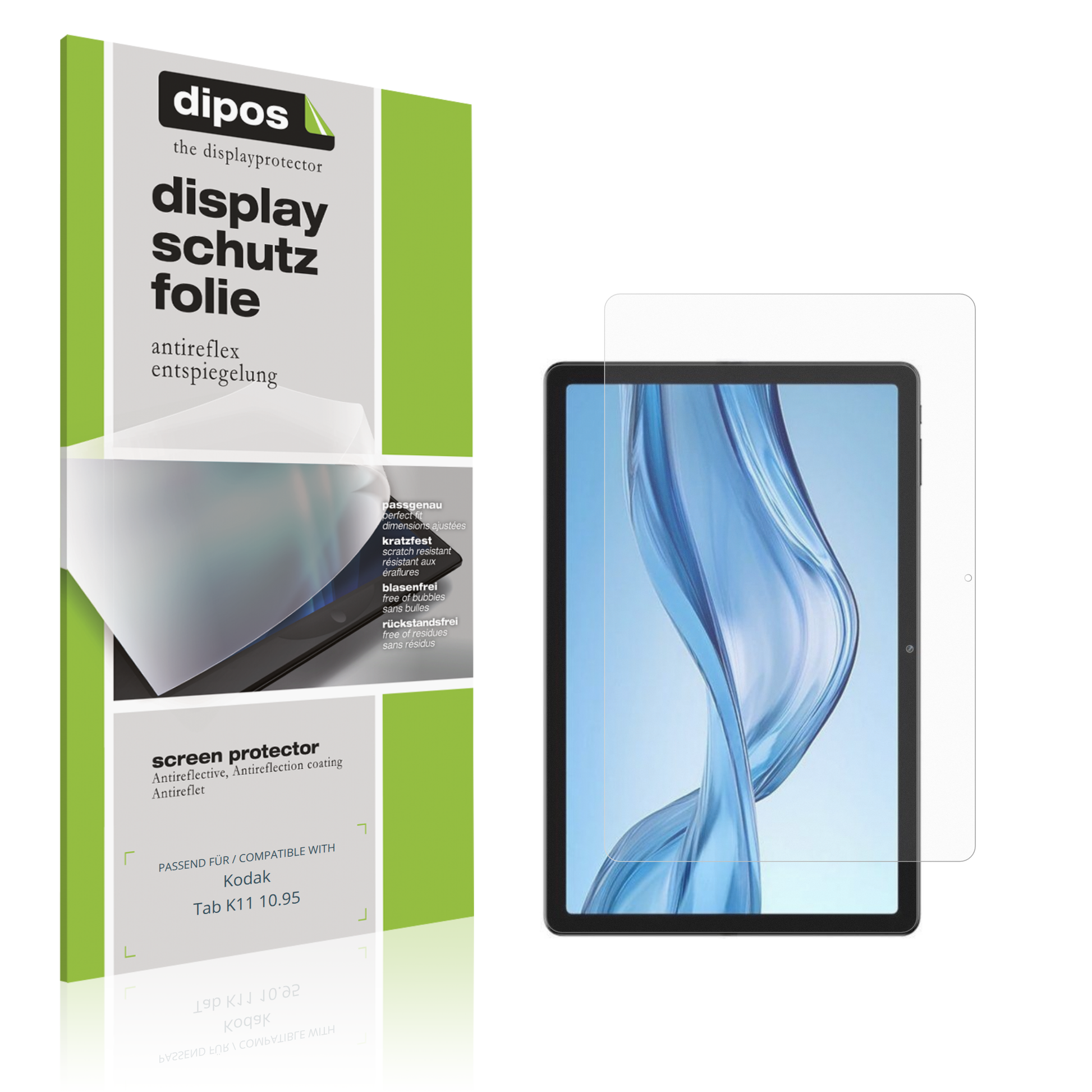 Matte Displayschutzfolie von dipos passend für Kodak Tab K11 10.95, präziser Zuschnitt und blasenfrei montiert