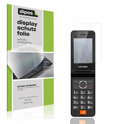 Matte Displayschutzfolie von dipos passend für Konrow Senior Flip, präziser Zuschnitt und blasenfrei montiert