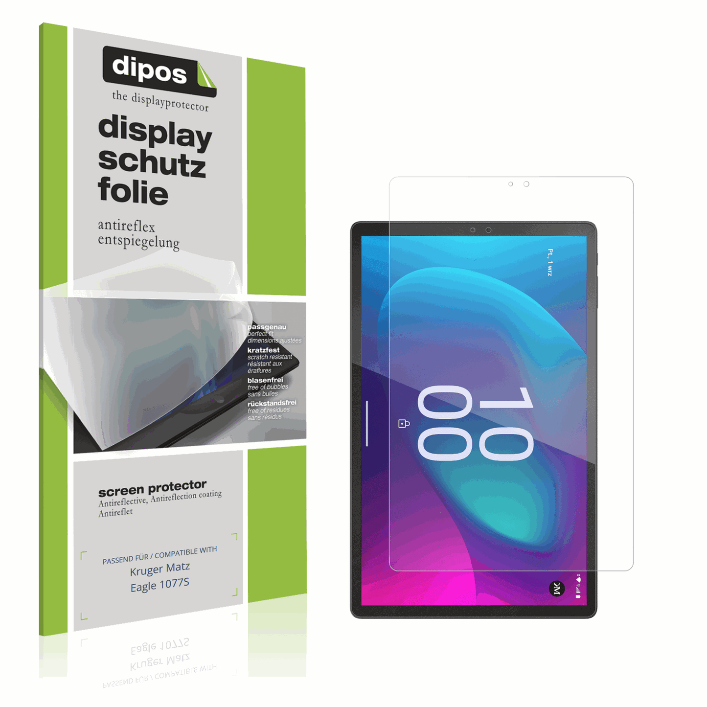 Matte Displayschutzfolie von dipos passend für Kruger Matz Eagle 1077S, präziser Zuschnitt und blasenfrei montiert
