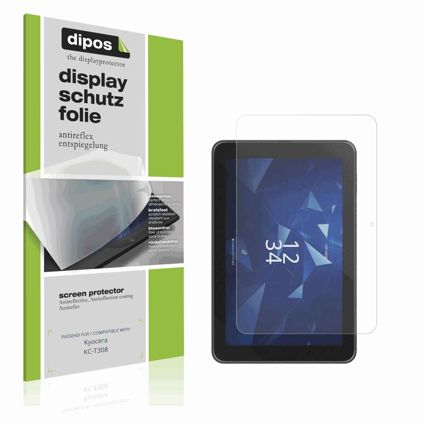 Matte Displayschutzfolie von dipos passend für Kyocera KC-T308, präziser Zuschnitt und blasenfrei montiert