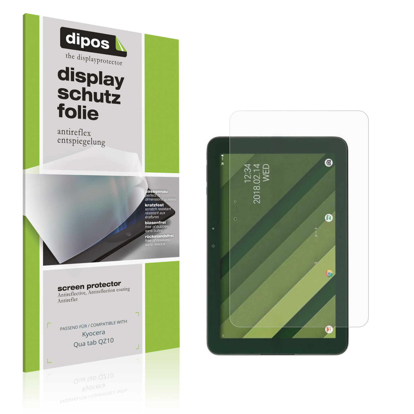 Matte Displayschutzfolie von dipos passend für Kyocera Qua tab QZ10, präziser Zuschnitt und blasenfrei montiert
