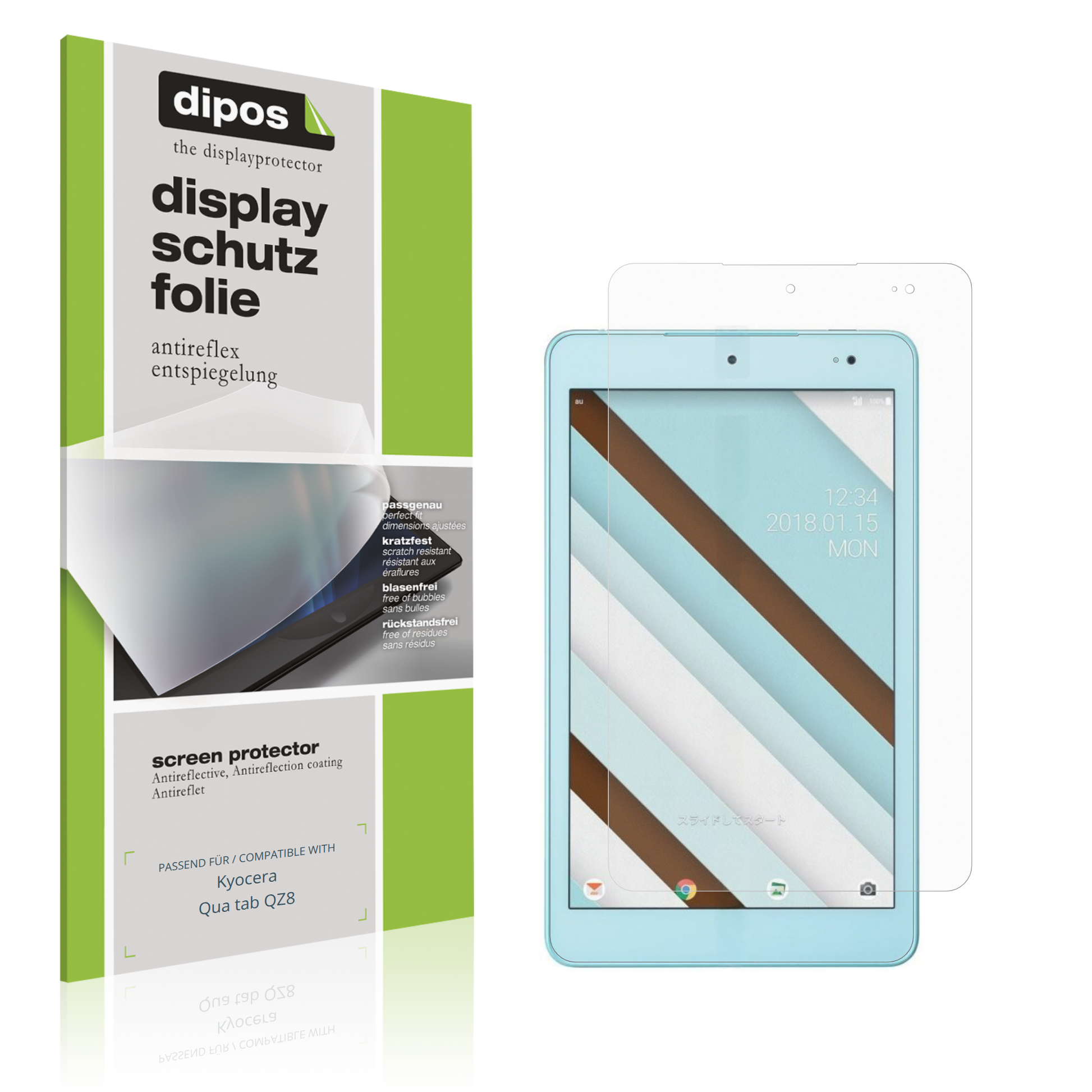 Matte Displayschutzfolie von dipos passend für Kyocera Qua tab QZ8, präziser Zuschnitt und blasenfrei montiert