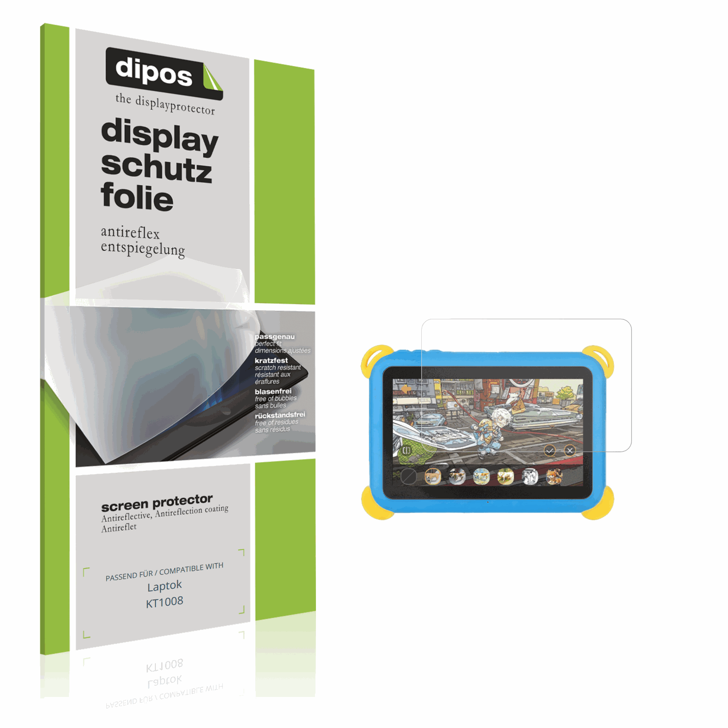 Matte Displayschutzfolie von dipos passend für Laptok KT1008, präziser Zuschnitt und blasenfrei montiert